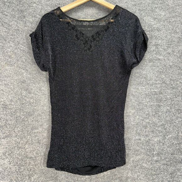 Chaize Blouse Women M Medium Black Short Sleeve Round Neck Pullover Casual - Picture 1 of 7